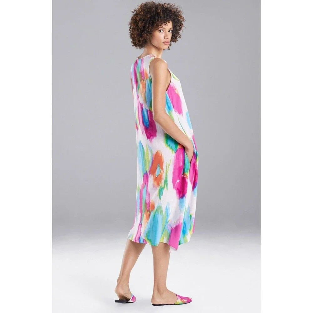 Natori Artsy Abstract Asymmetric Aurora Dress Size Medium